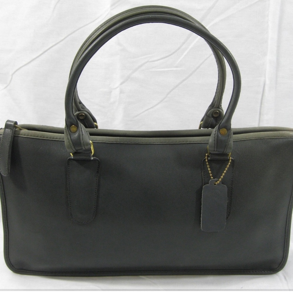 Vintage 1980 Coach CLUB Satchel Blue and Gray Leather Bag Bonnie Cashin Design